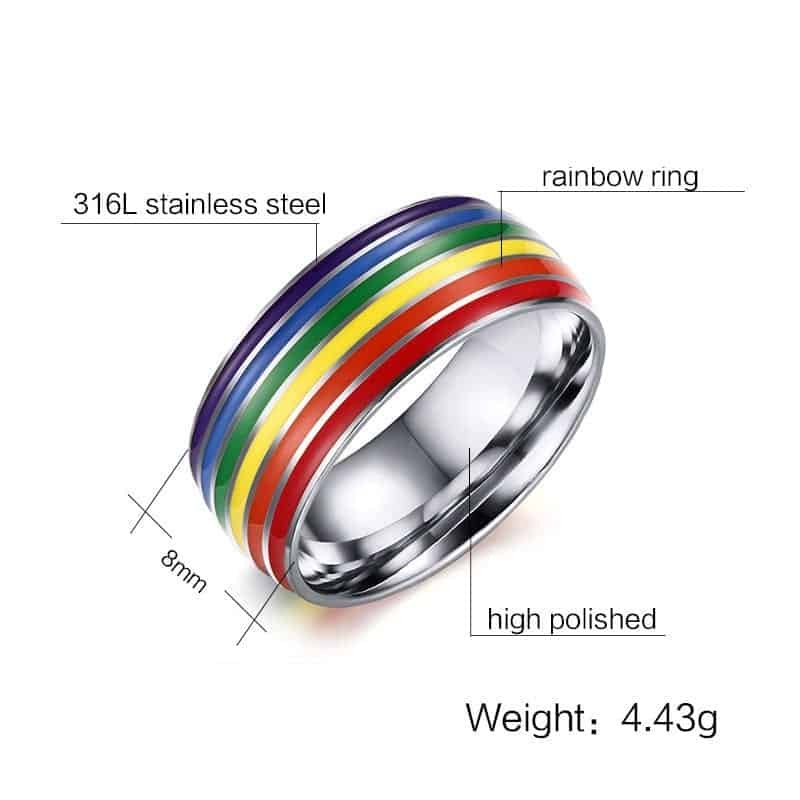 LGBTQ Rainbow Pride Novelty Stainless Steel Ring