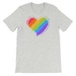 Rainbow Heart LGBTQ Tshirt Grey
