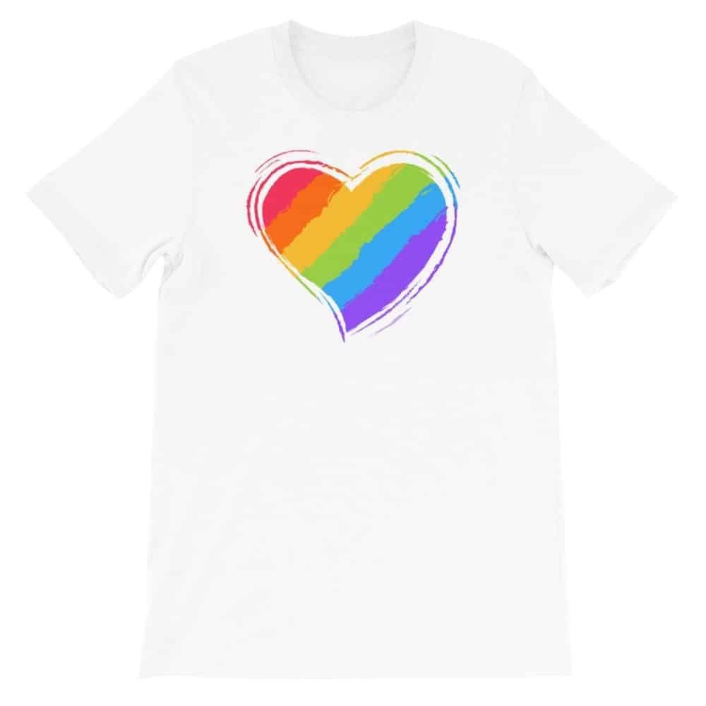 Rainbow Heart LGBTQ Tshirt White