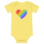 Rainbow Heart Baby Bodysuit One piece yellow