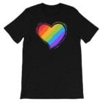 Rainbow Heart LGBTQ Tshirt Black