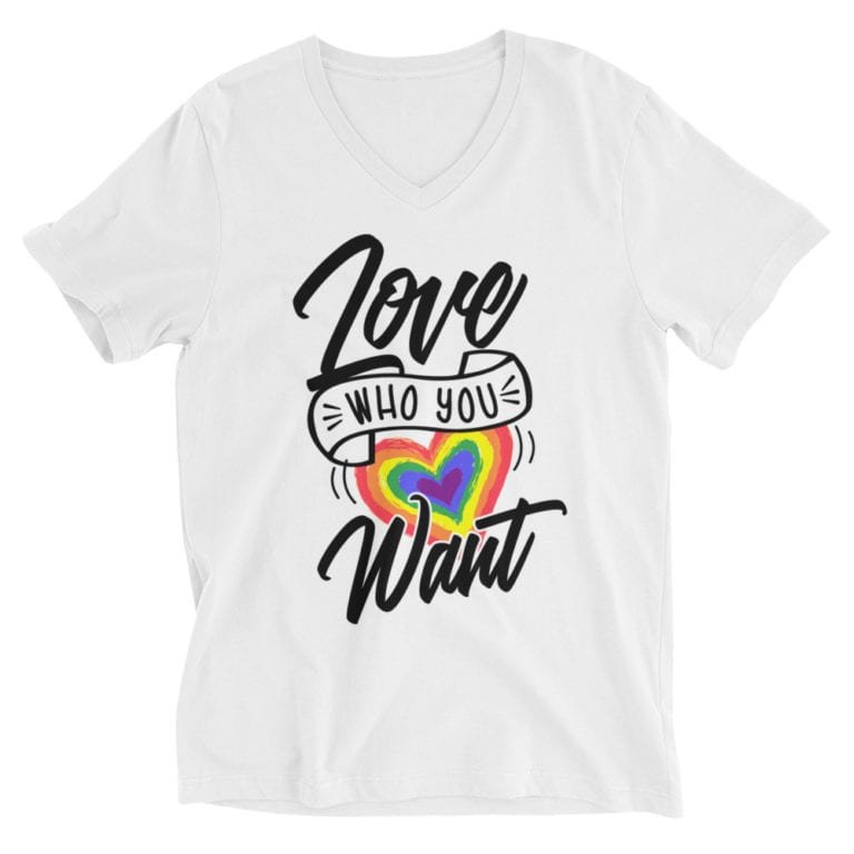 Love Who You Want LGBTQ Pride Vneck Tshirt