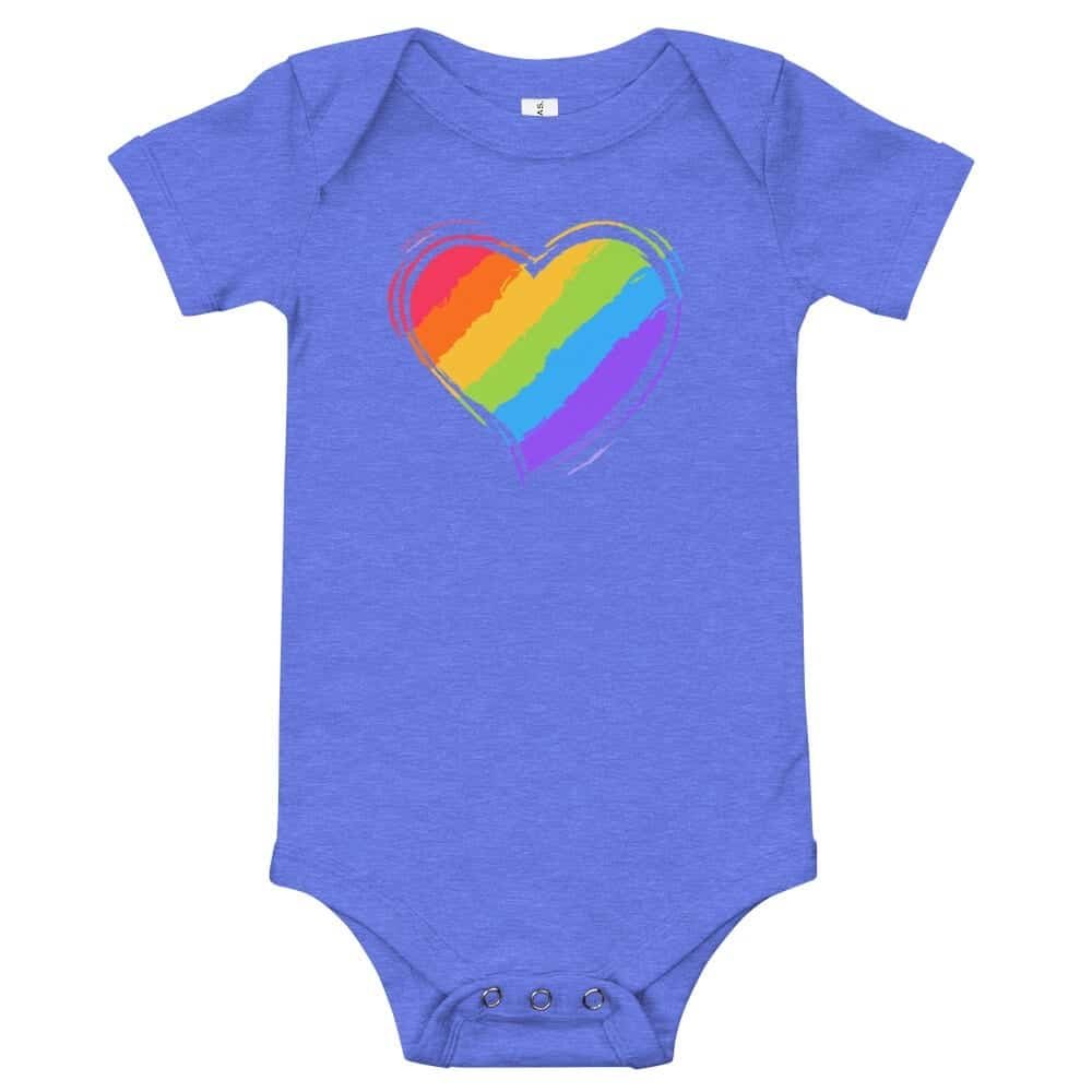 Rainbow Heart Baby Bodysuit One piece blue