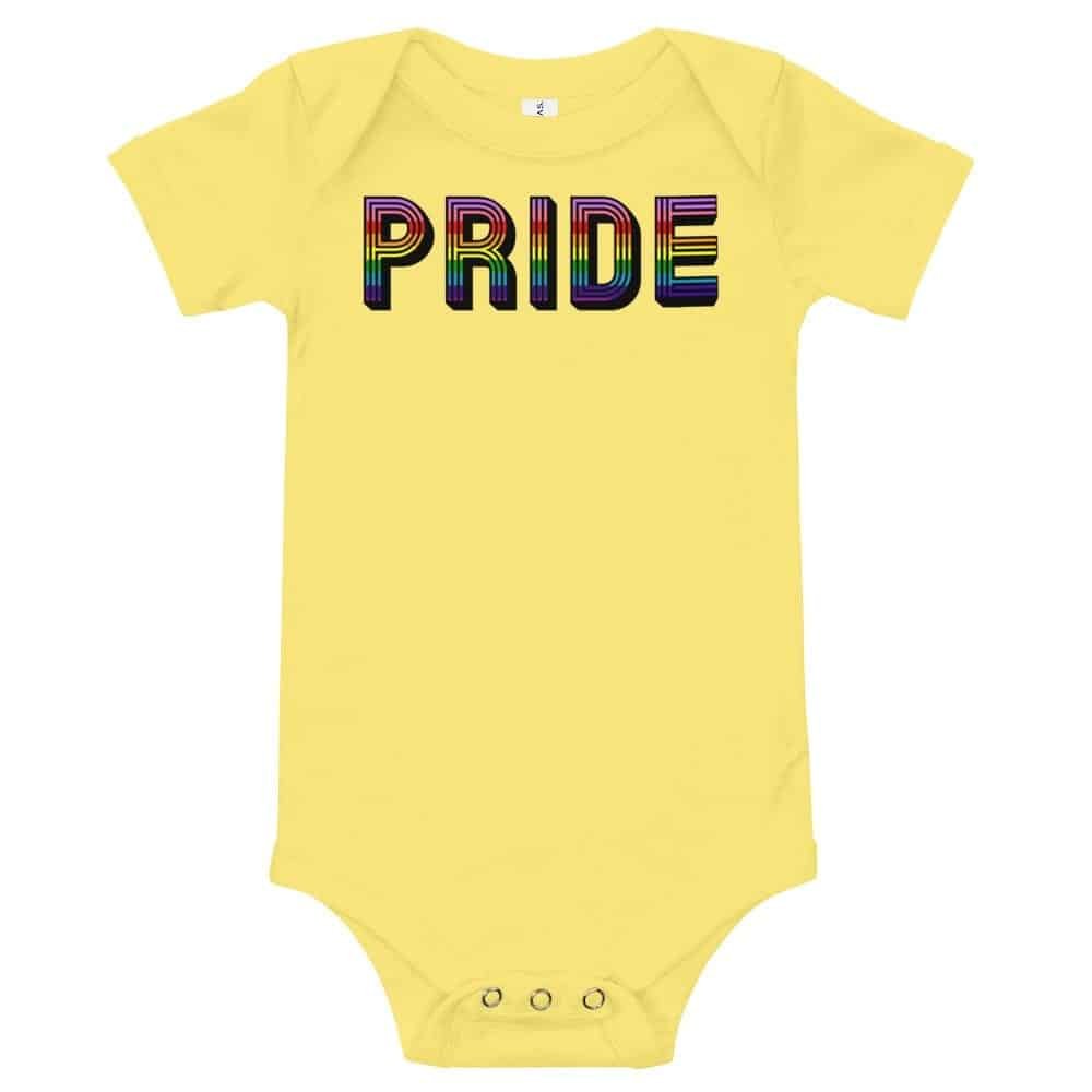 Retro Pride LGBTQ Onepiece Baby Bodysuit Yellow