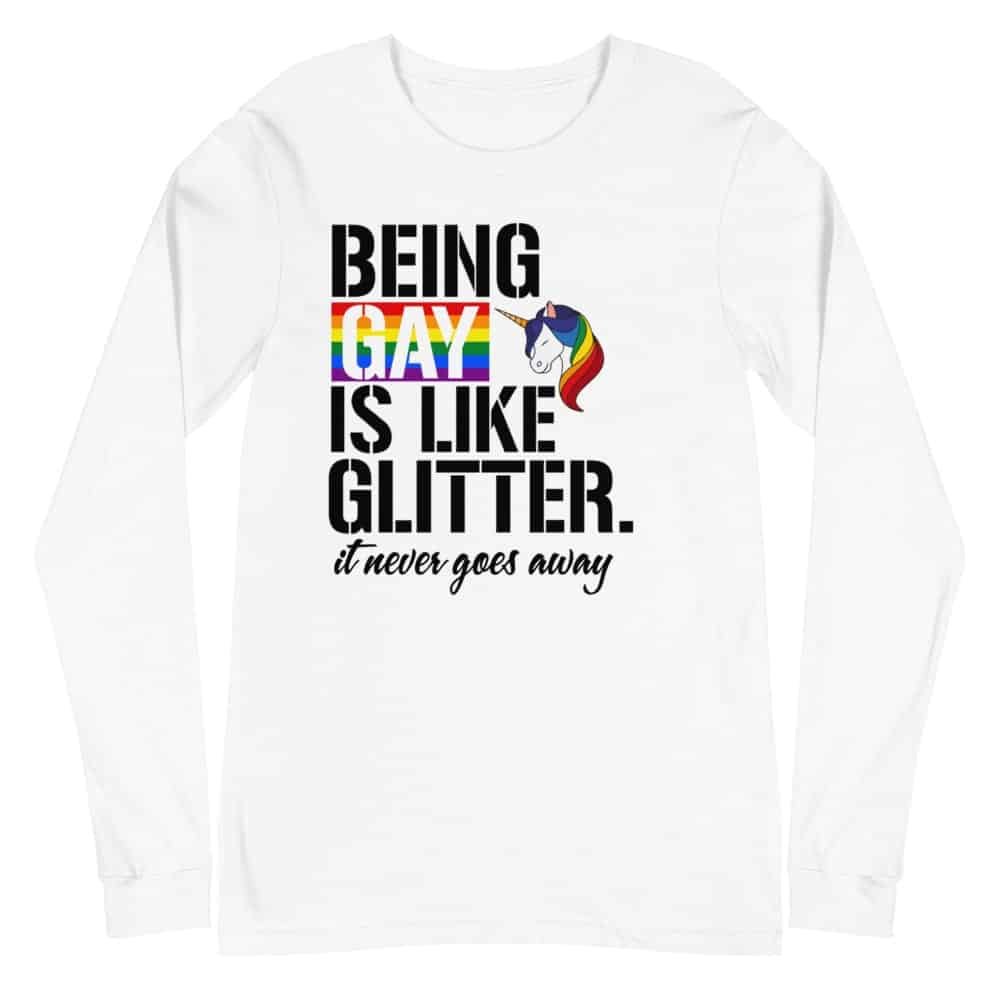 Being Gay Rainbow Glitter Unicorn LGBTQ Long Sleeve Tshirt