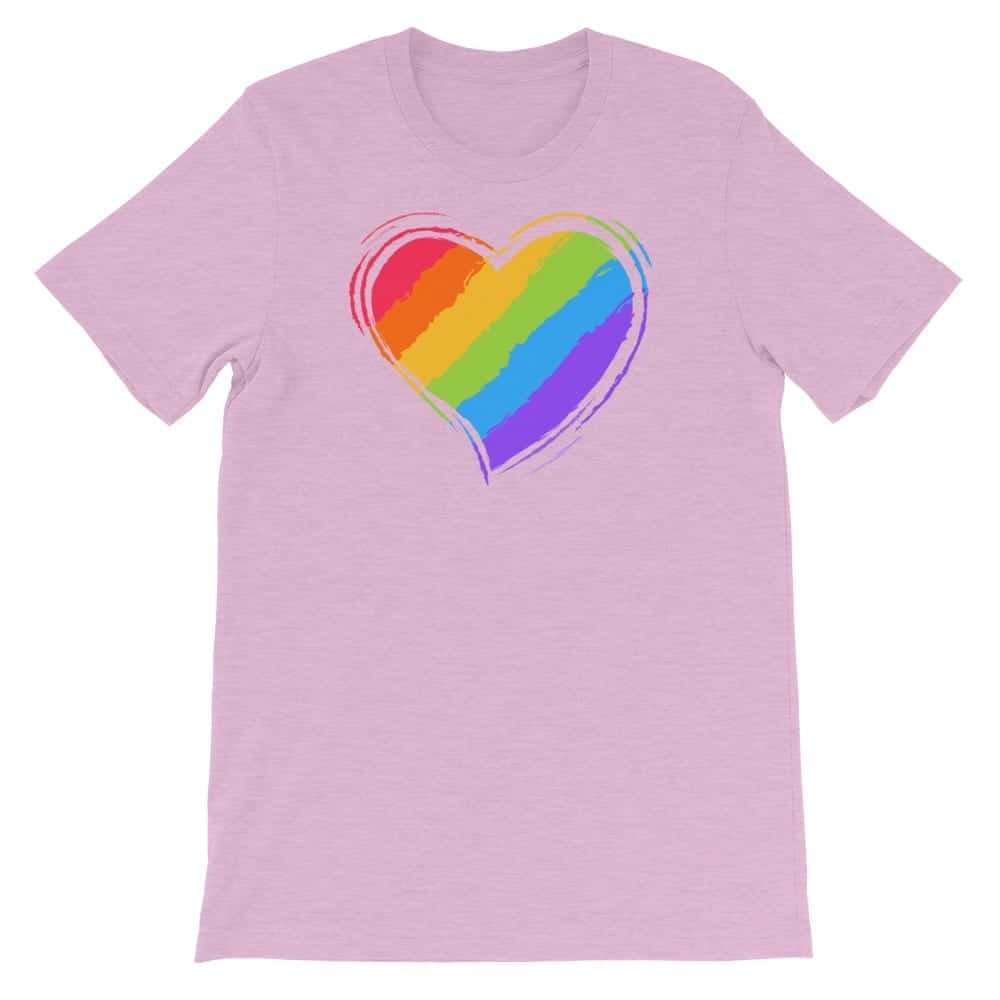 Rainbow Heart LGBTQ Tshirt Lilac