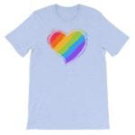 Rainbow Heart LGBTQ Tshirt Blue