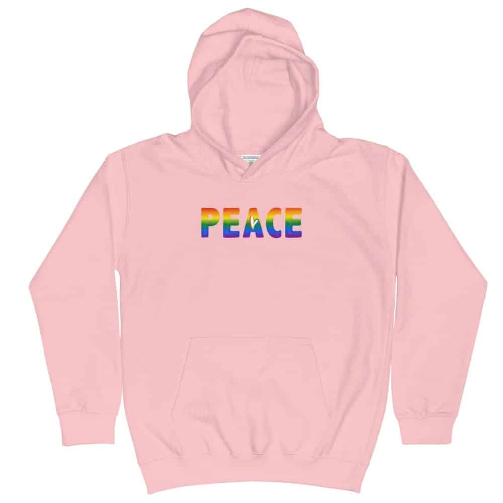 PEACE Rainbow Kid Hoodie pink