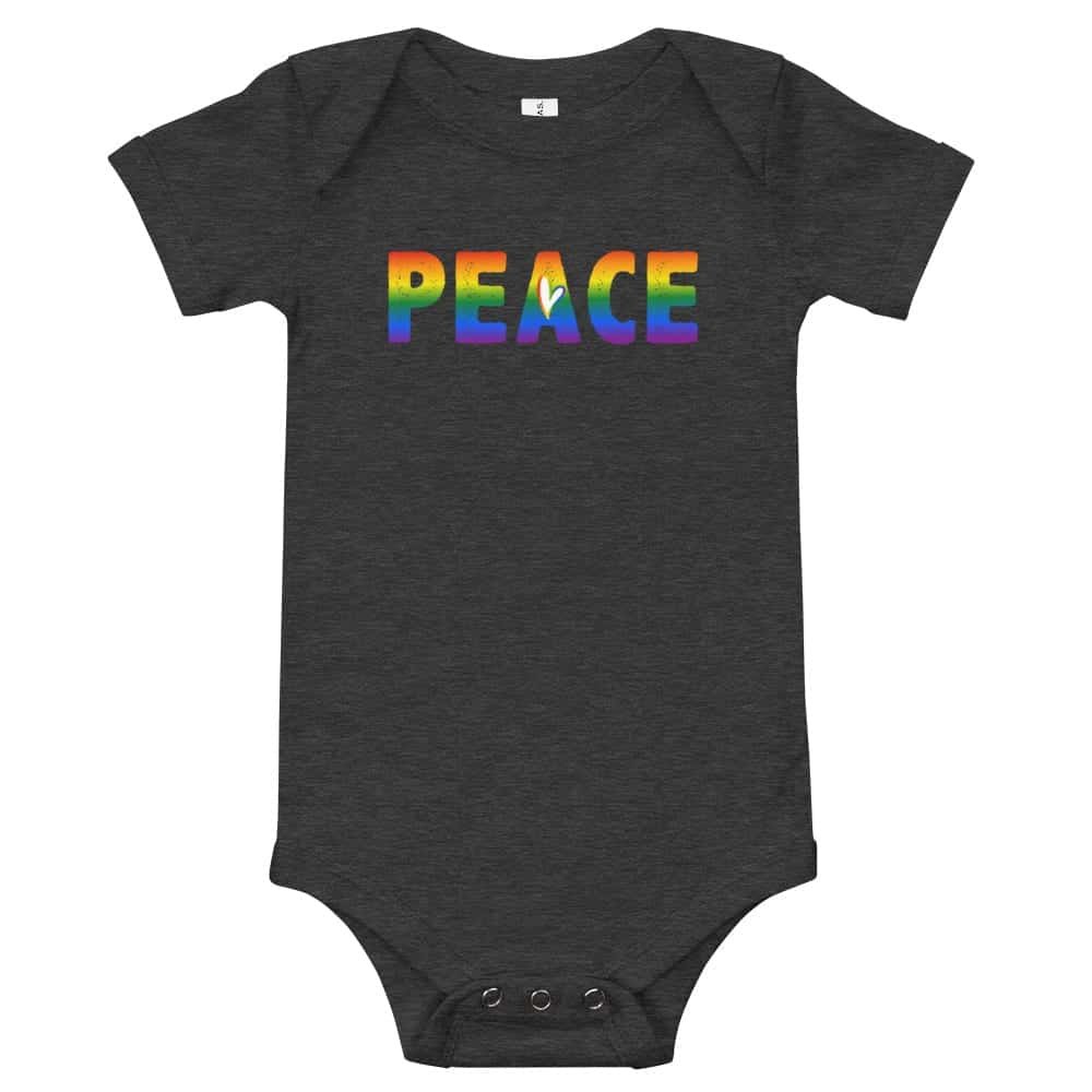 Rainbow Peace Baby Bodysuit One Piece Dark Heather