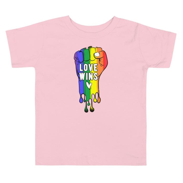Love Wins LGBTQ Pride Toddler Tshirt Pink