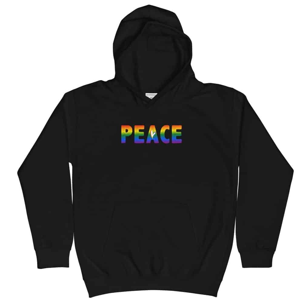PEACE Rainbow Kid Hoodie Black