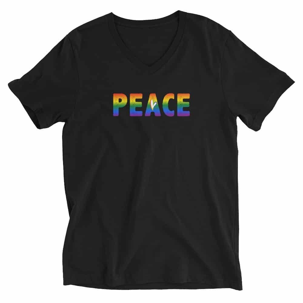 Rainbow PEACE Short Sleeve Tshirt Black